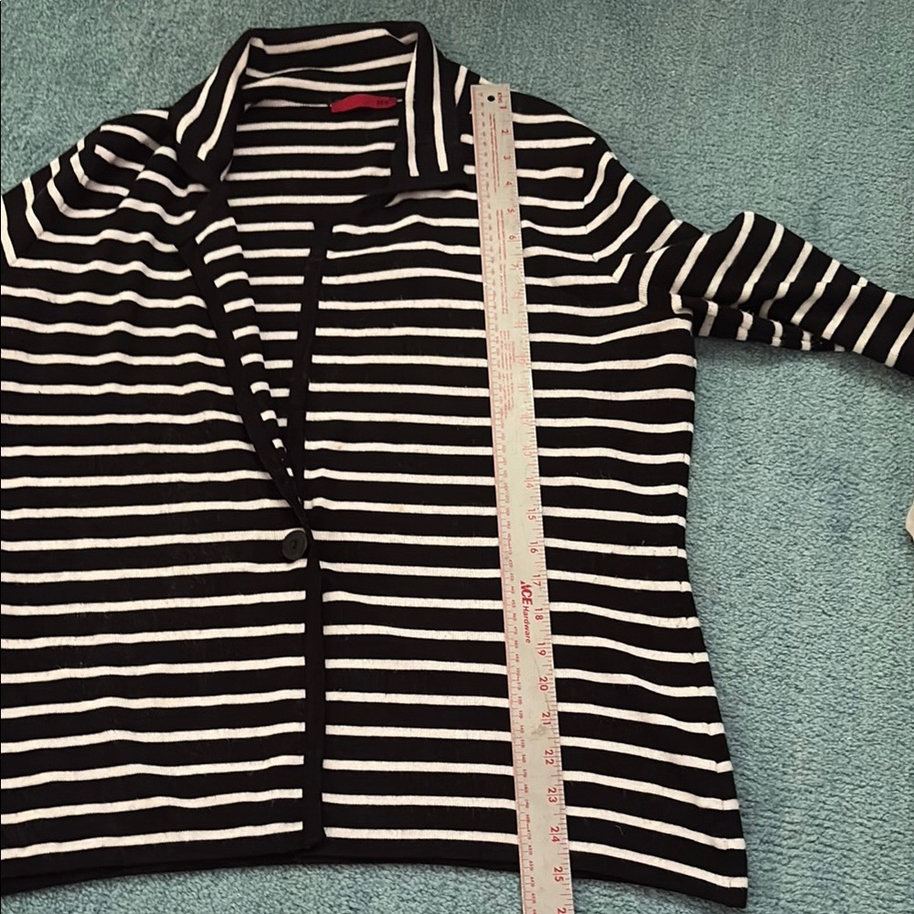 Black and White Striped Cardigan Sweater by Red - Picture 6 of 6
